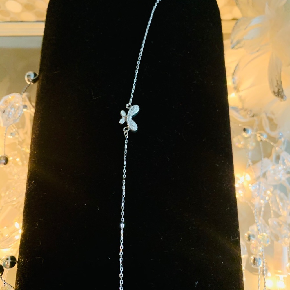 BR13- Sterling Silver Butterfly bracelet with CZ BN